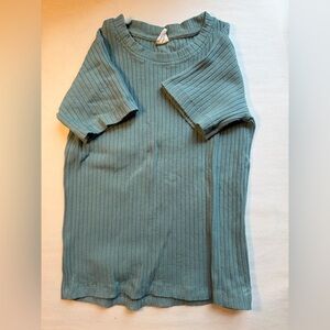 Ribbed Teal Short Sleeve Top